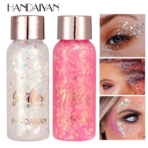 Ružový hologramový glitrový telový gél 32 ml