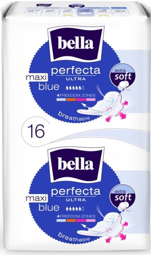 BELLA Blue MAXI hygienické vložky s krídelkami 16 ks.