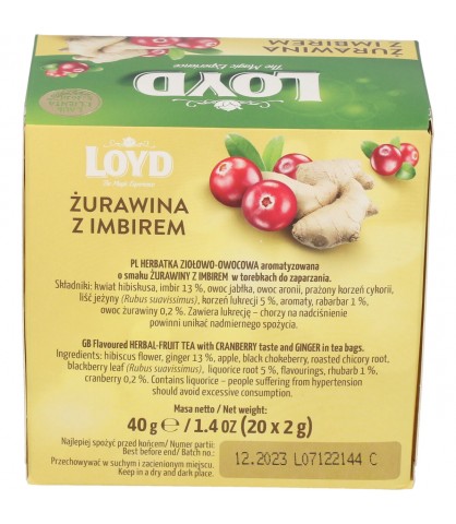 Express ovocný čaj brusnica zázvor sladké drievko arónia 20 T. BIO LOYD