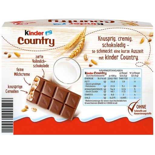Kinder Country čokoládové tyčinky 9 ks Z Nemecka Deň detí
