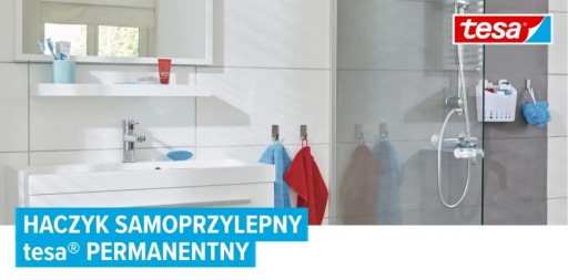 Tesa samolepiace obdĺžnikové háčiky na vešiaky plastové biele 3 ks.