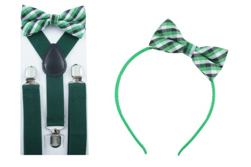 Zelená čelenka CHECKED BOW BOW pre dievčatá