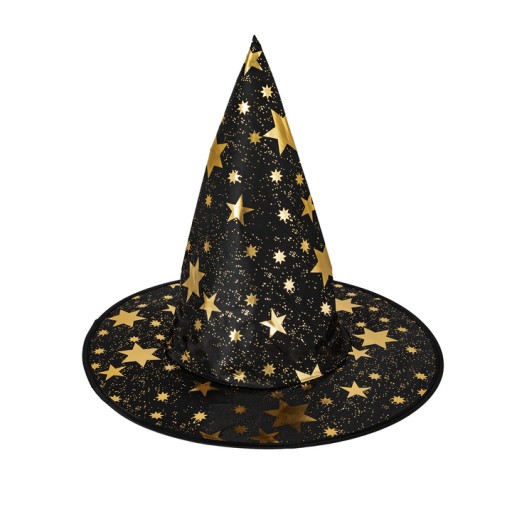 Čarodejnícky klobúk Stars čierno-zlatý 38x32cm