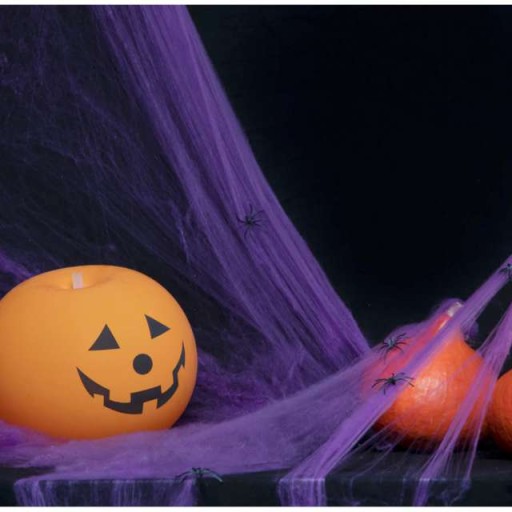 SPIDER WEB halloween FIALOVÉ pavúky DEKORÁCIE