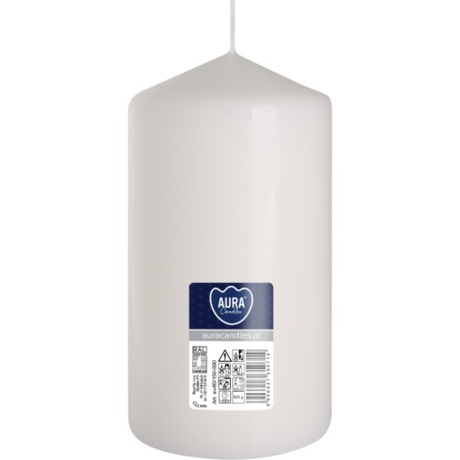 BIELA VEĽKÁ Valcová sviečka bez vône PARAFÍNOVÁ SVIEČKA 15CM 66H 600G