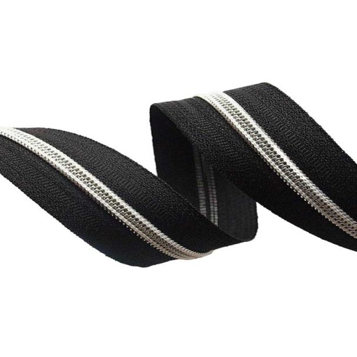 Špirálová páska na zips 3# ZIPPER čierna a strieborná