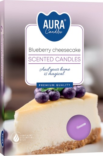 Čajová sviečka Bispol Aura vonné sviečky p15-359 BLUEBERRY CHEESECAKE - 6 kusov
