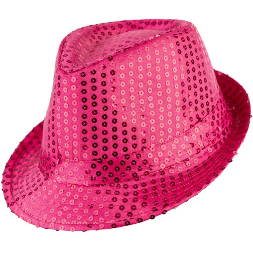 Klobúk FEDORA, flitrové klobúky, FUCHSIA flitre