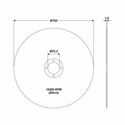 INOX rezací kotúč na kov 150x22,2x1,6mm, A60P