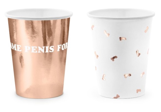 Poháre pre sliepky SAME PENIS FOREVER rosegold x6