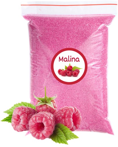 Cukrová vata Cukor Malina 1 kg Malina farebná s ružovou príchuťou Suchá