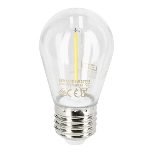 LED žiarovka ST45 1W E27 TEPLÁ farba 2700K 50lm