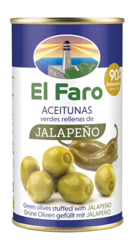 Zelené olivy plnené Jalapeno 350 g EL FARO
