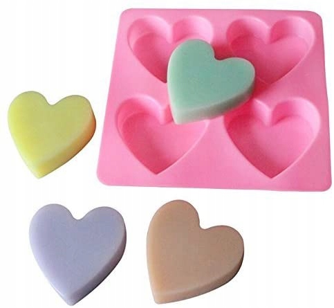 Silikónová forma 4x mydlo srdce Mydlarnia Hearts Valentín MF-035