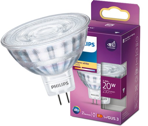 LED žiarovka MR16 2,9W=20W 230lm Teplá 36° PHILIPS