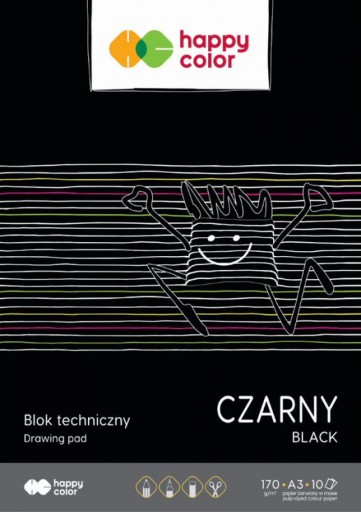 Technický blok A3 čierny 170g 10 listov ŠŤASTNÁ FARBA