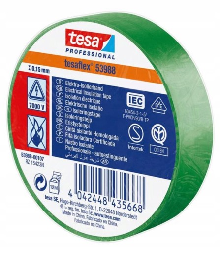 TESA 53988 páska izolačná ZELENÁ 33m 19mm 1ks