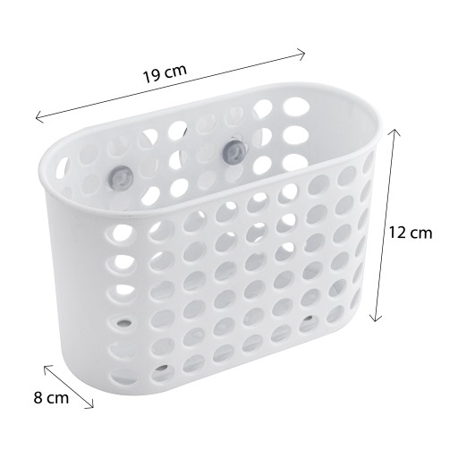 KÚPEĽŇOVÝ KOŠÍK POLICA NA PRÍSAVKY PVC XL BIELA