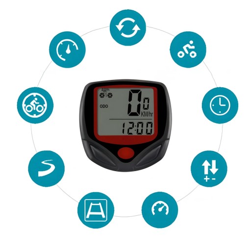 BICYKLOVÝ PULT VODEODOLNÝ DISPLEJ 14 LCD FUNKCIÍ RÝCHLOSŤ NAJETÝCH KM