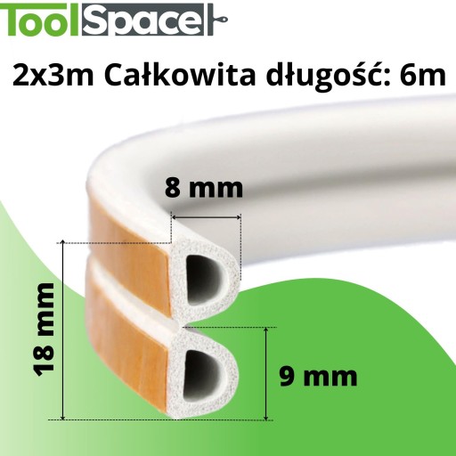 Samolepiace tesnenie na okná, TYP D, 6 m, BIELY