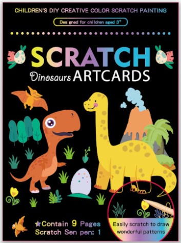 KREATÍVNA ŠKRAPACIA PODLOŽKA PRE DETI DÚHOVÉ DINOSAURY 9KS FANDY