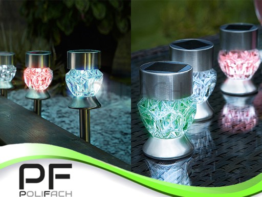 solárne svietidlo 1LED RGB/1LED biela záhradná dekorácia milticolor crystal P-710