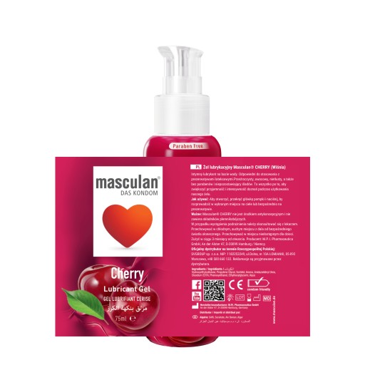 Masculan Cherry intímny gél na vodnej báze, lubrikant s čerešňovou príchuťou, 75 ml