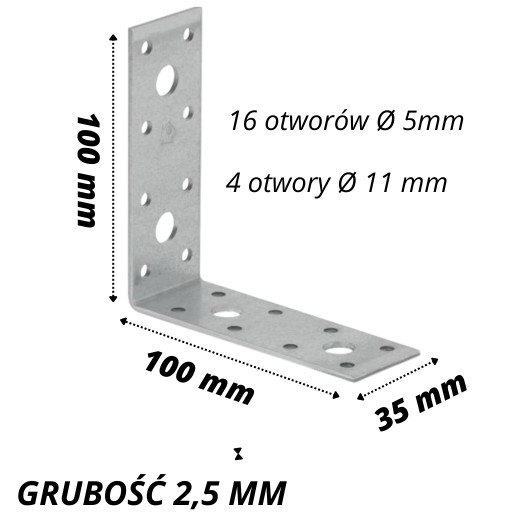 OCELOVÝ UHLOVÝ KONEKTOR 100x100x35 MM TESÁRNY