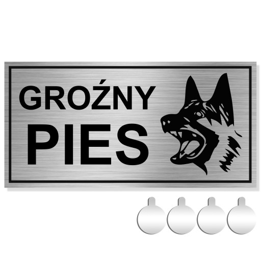 NEREZOVÁ doska NEREZ POZOR NEBEZPEČNÝ PES 10x20 Hliník + lep.
