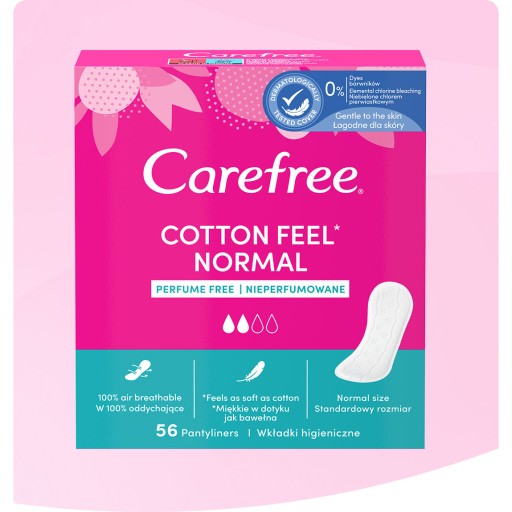 CAREFREE Cotton Feel slipové vložky neparfumované Normal 56 ks