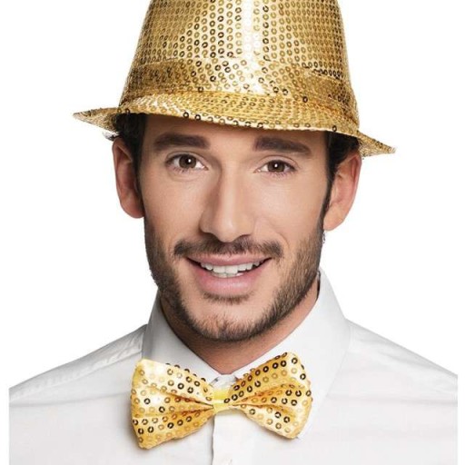 klasický MUCH zlatý flitrový RETRO motýlik z 20. rokov