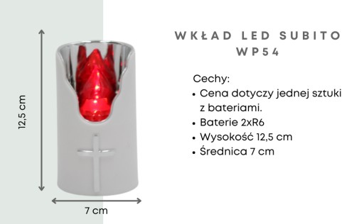 Subito Led vložka do sviečok pre Cemetery Red and Silver 483 H125 WP54