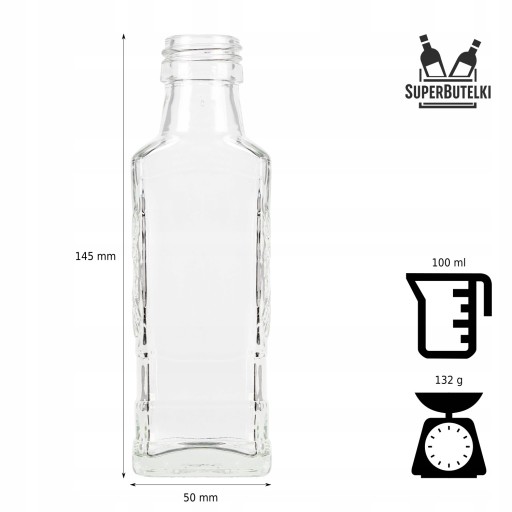 Moskovská sklenená fľaša na vodku, džús, tinktúry, 100 ml