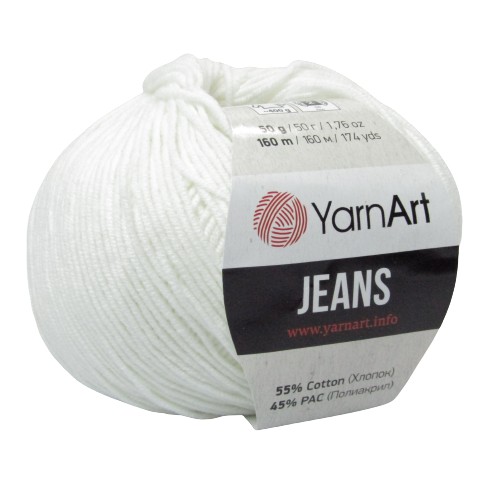 Priadza YarnArt Jeans 62 optická biela 50g/160m