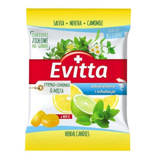 Cukríky bez cukru citrón limetka mäta EVITTA