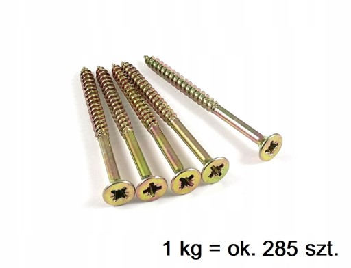 Skrutky do dreva kalené 5x40 mm 1kg POZINKOVANÉ, zlatožlté