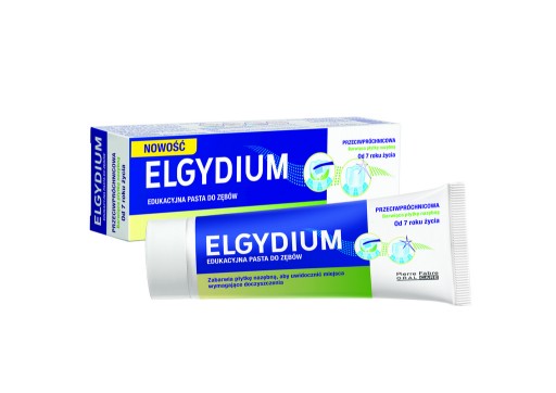 ELGYDIUM Edukačná zubná pasta. sfarbenie