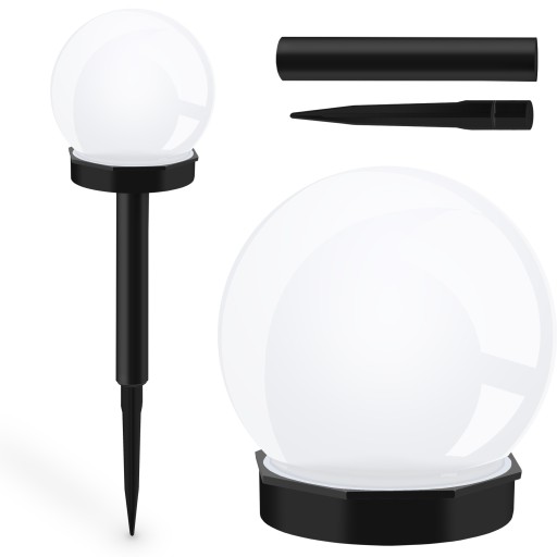 LED SOLÁRNA ZÁHRADNÁ LAMPA BIELA GUĽA 10cm