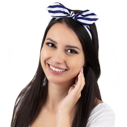 HAIR BAND s gumičkou, MAŠILKA, PIN UP prúžky