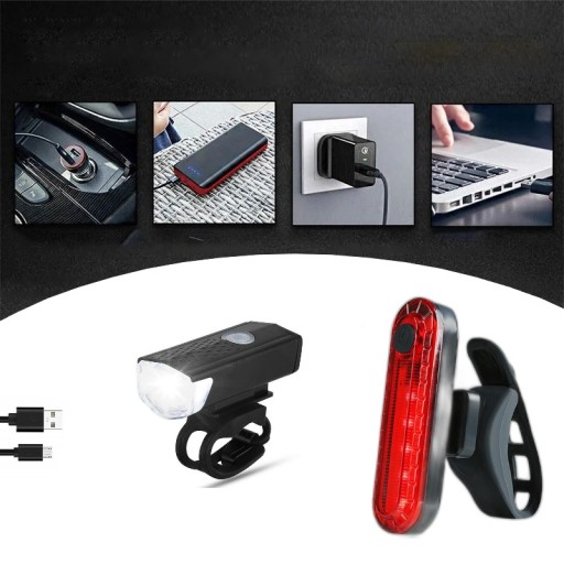 LED BIKE SVETLO PREDNÉ ZADNÉ USB SÚPRAVA NA BICYKEL