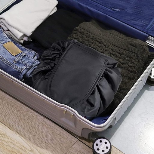 Cestovná kozmetická taštička, vodeodolné puzdro na kozmetiku, čierny organizér