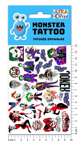 UMÝVAJÚCE DOČASNÉ TETOVANIE PRE DETI DETSKÝ JOKER ORIGINÁLNE DIZAJNY