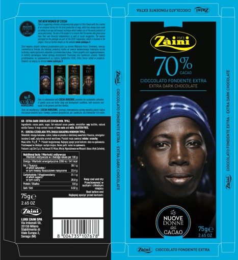 HORKÁ ČOKOLÁDA 70% KAKAO 75g ZAINI ŽENY KKAKA PRAVÁ ČOKOLÁDA