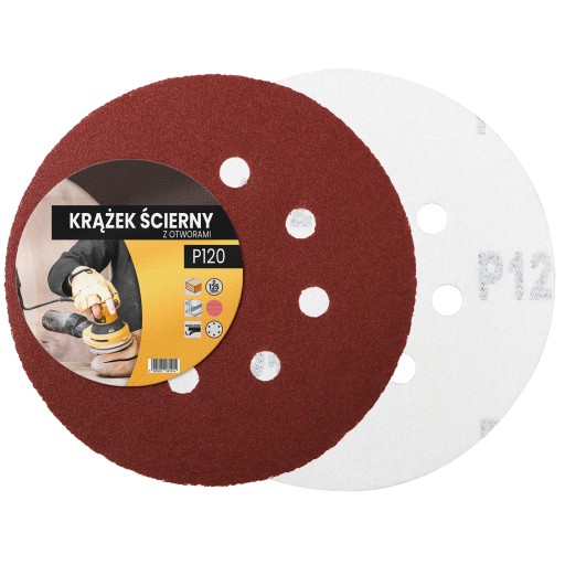 10x brúsny kotúč Otvory na suchý zips 125 mm P120 kotúče Kotúč Brúsny kotúč
