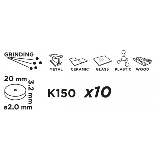 Korundový brúsny kotúč 20 mm x 2,0 mm, 10 ks