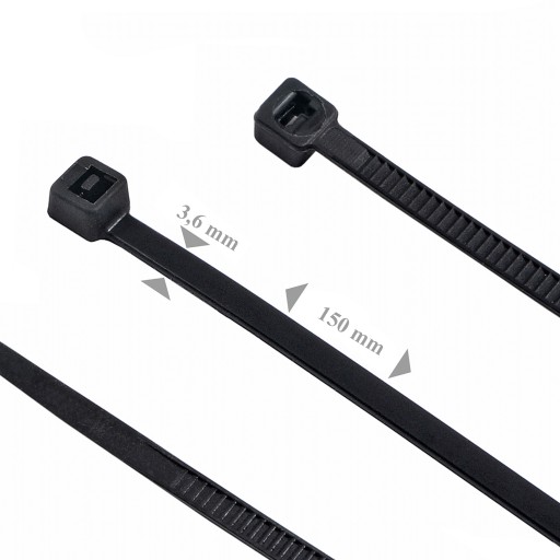 SVORKY SILNÉ SVORKY KÁBLOVÉ SVIETKY ČIERNE KLAPKY 3,6x150mm 50 KS