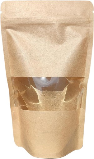 KRAFT PAPIER DOYPACK TAŠKA S PRÍSTROJOVÝM MALÝM OKIENKOM 100 ml 25