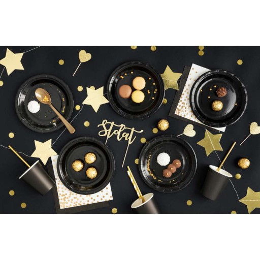 ČIERNE papierové TANIERE, jednorázové, Halloween, Ondrej, Silvester, 6 ks