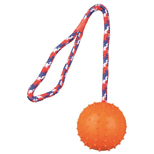 Gumová loptička Trixie na šnúrke, hračka pre psa, 7 cm