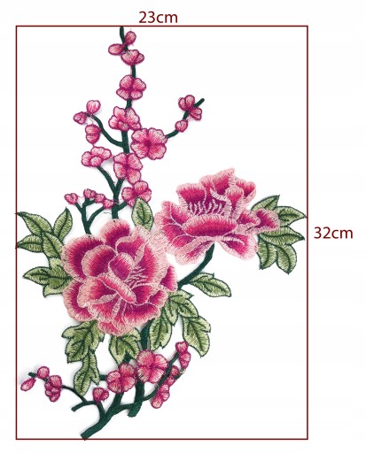 KVET Nášivka s výšivkou ruže 32cm Veľký kvet